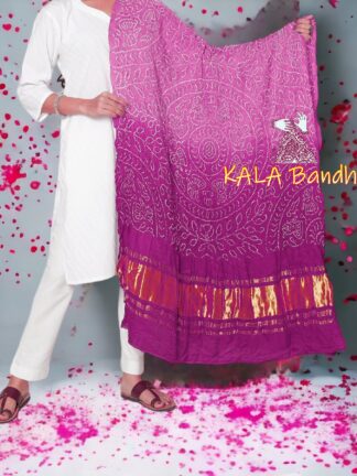 Magenta Ras Mandal Bandhani Dupatta Pure Gaji Silk