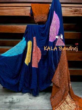 Rust Ras Mandal Bandhani Multi Color Saree Pure Gaji Silk