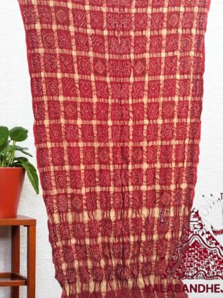 Red Real Zari Rai Bandhani Gharchola Saree Pure Kala Cotton