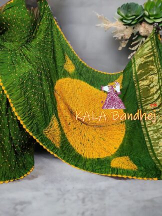 Mehendi Green Shibori Bandhani Saree Pure Modal Silk