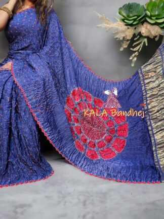 Light Blue Shibori Bandhani Saree Pure Modal Silk