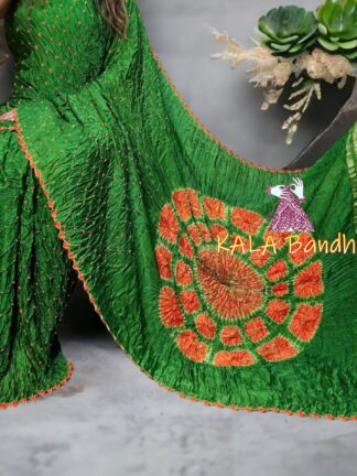 Mahendi Parrot Shibori Bandhani Saree Pure Modal Silk