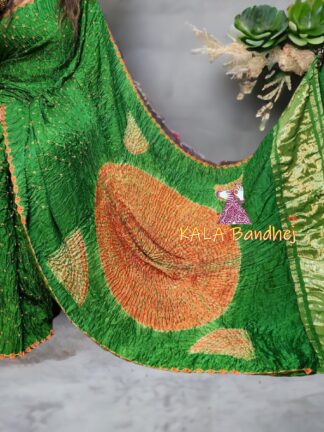 Mahendi Parrot Shibori Bandhani Saree Pure Modal Silk