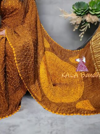 Rust Shibori Bandhani Saree Pure Modal Silk