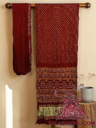 Wedding Red Lagdi Palav Bandhani Saree in Pure Gaji Silk