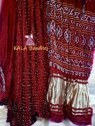 MarronRed GajiSilk LagdiPalav Bandhani Saree