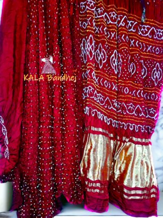 Red Pure GajiSilk LagdiPalav Bandhani Saree