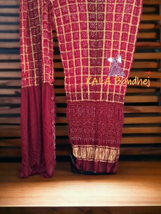 Maroon Red Gharchola Bandhani Saree Pure Gaji Silk