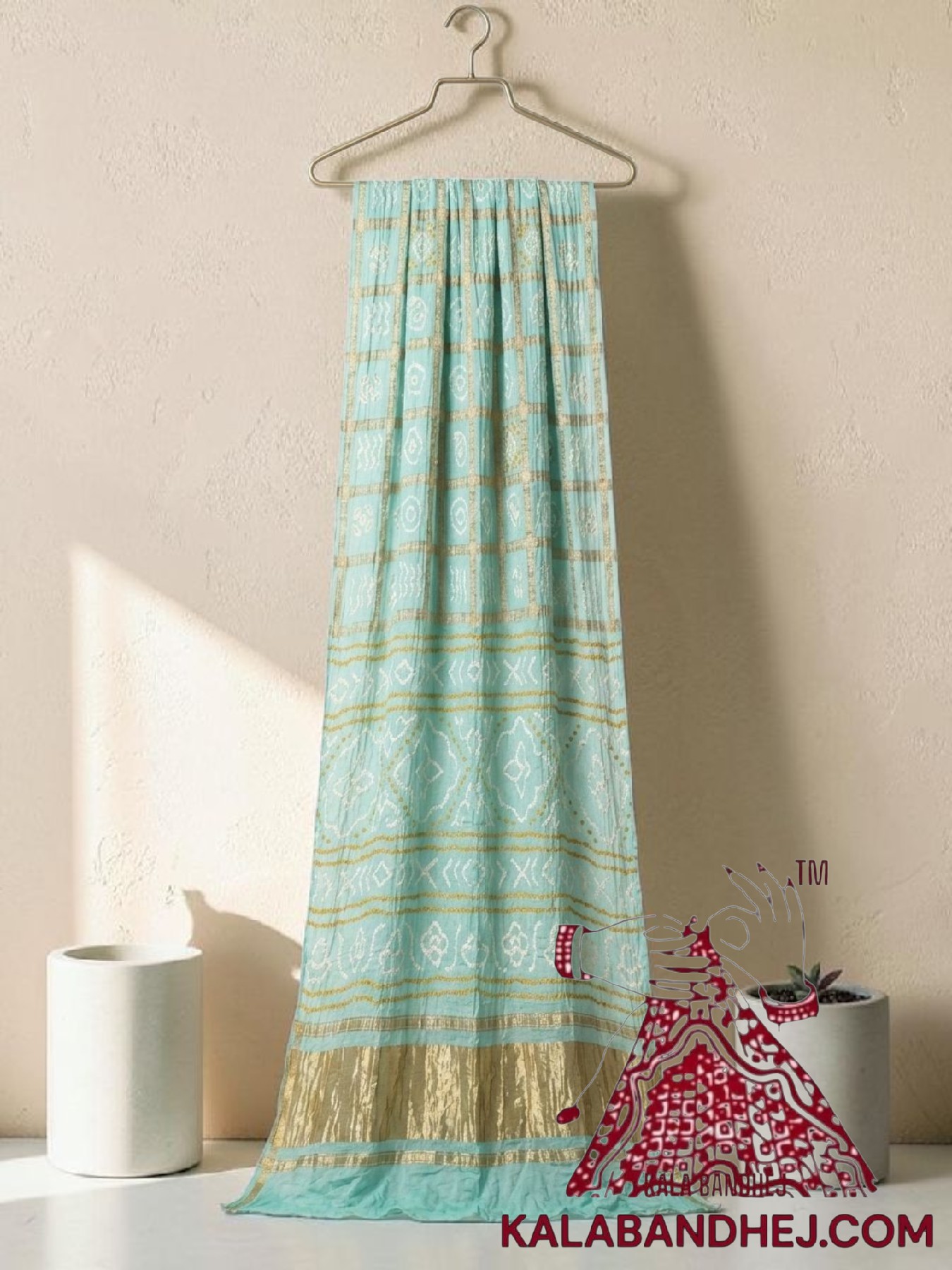 Pastel Aqua Gharchola Rai Bandhani Saree Pure GajiSilk