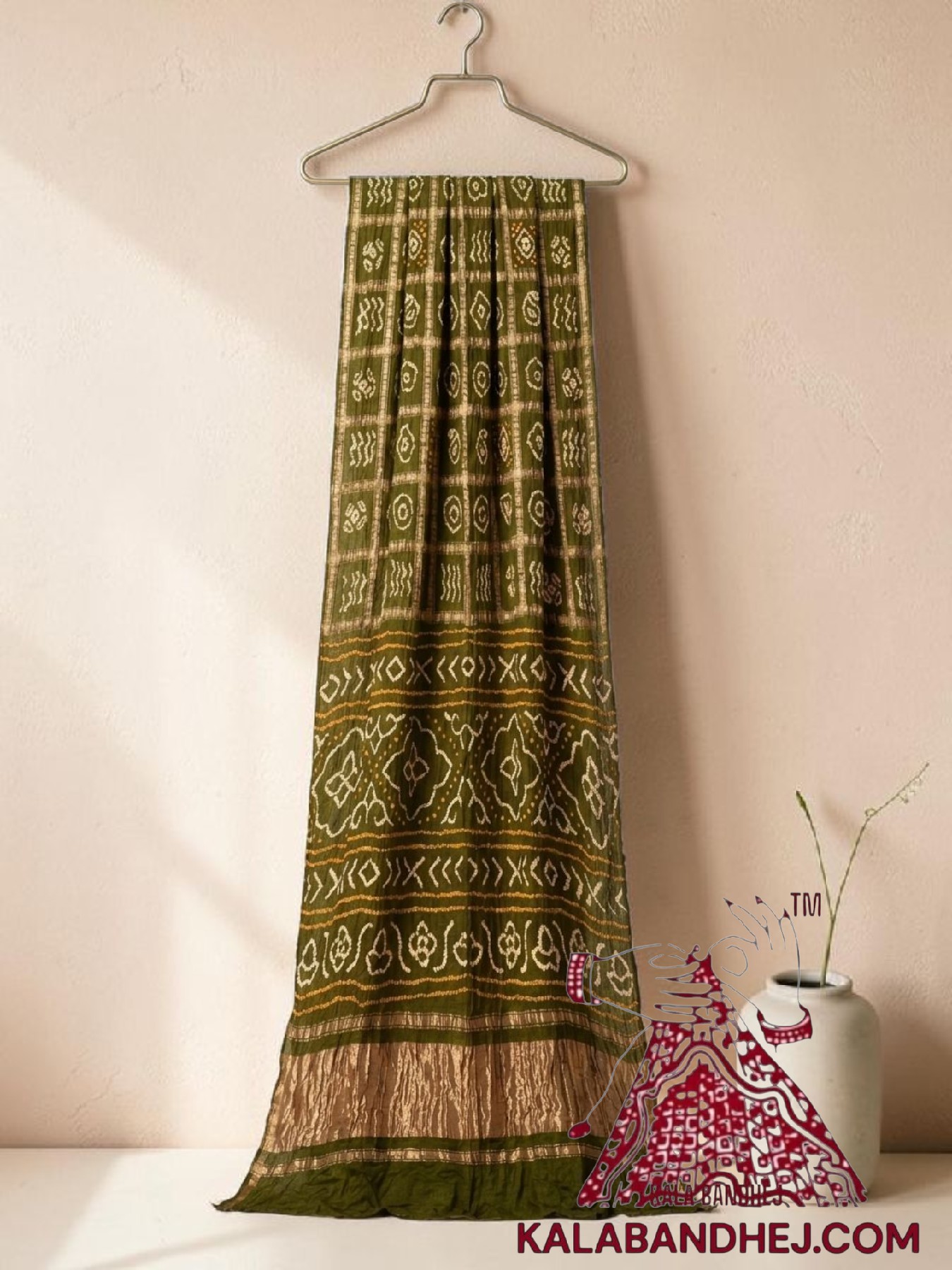Mahendi Gharchola Rai Bandhani Saree Pure GajiSilk