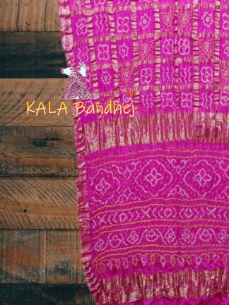 Pink Bandhani Saree Pure GajiSilk Naksi Jari Gharchola