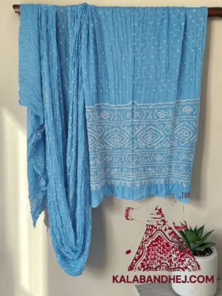 Sky Bandhani Saree in Pure Gaji Silk
