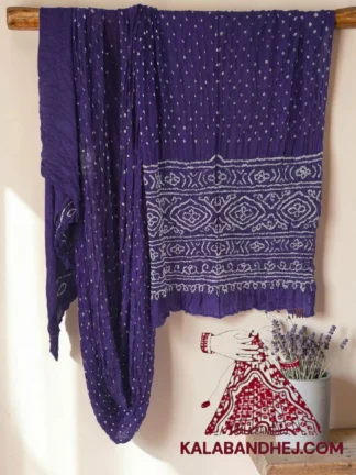 Purple Bandhani Saree in Pure Gaji Silk