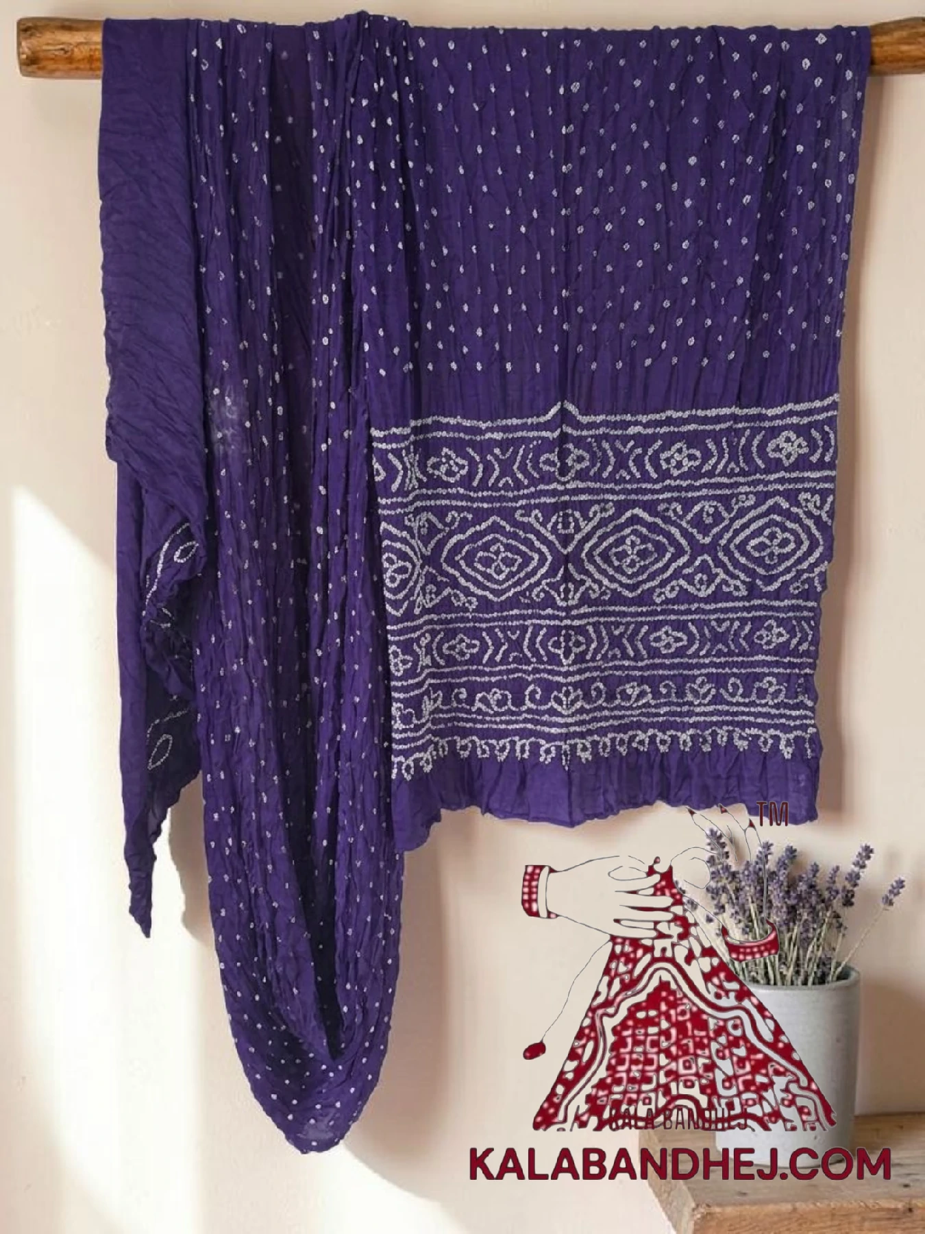Purple Bandhani Saree in Pure Gaji Silk