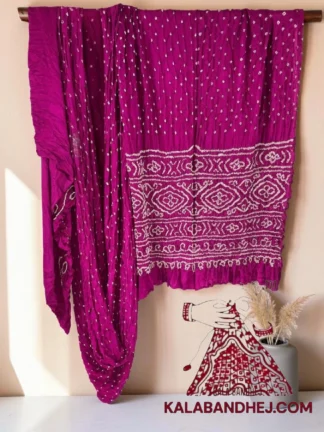 Magenta Bandhani Saree in Pure Gaji Silk