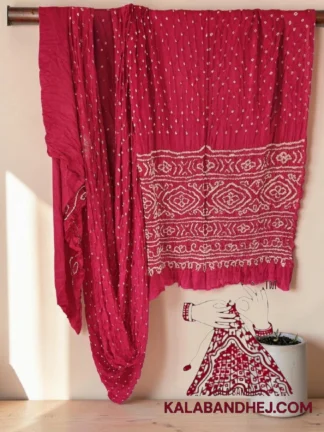 Pink Lovely Bandhani Saree in Pure Gaji Silk