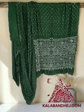Green Bandhani Saree in Pure Gaji Silk