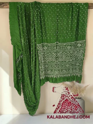 Parrot Bandhani Saree in Pure Gaji Silk
