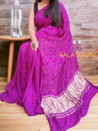 Lite Magenta Pure GajiSilk Bandhani Saree