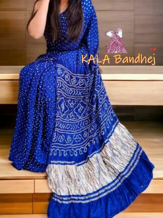 Blue Pure GajiSilk Bandhani Saree