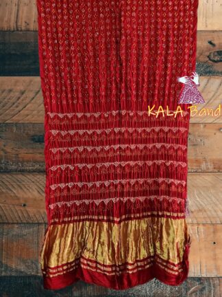Bold Red Fancy Bandhani Saree Pure GajiSilk