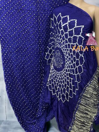 Blue Makdi Bandhani Saree Pure Modal Silk