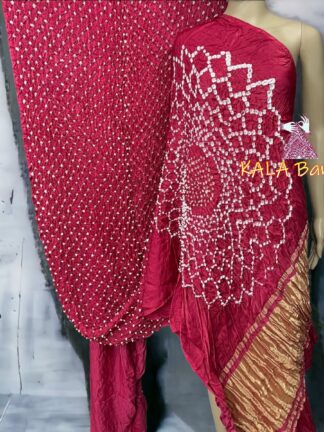 Rani Pink Makdi Bandhani Saree Pure Modal Silk