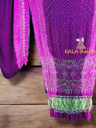 Pink Magenta Shaded Bandhani Saree Pure GajiSilk Lagdi Palav