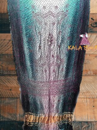 Morning Light Pure Gaji Silk Designer Dupatta Red Bandhani 03