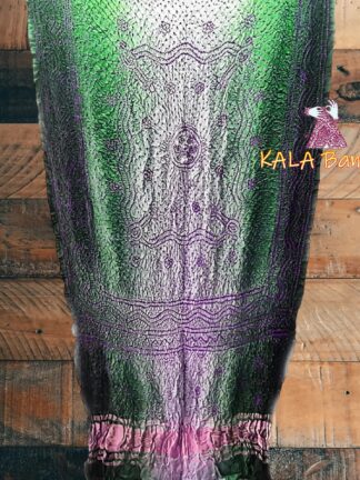 Morning Light Pure Gaji Silk Designer Dupatta Red Bandhani 02