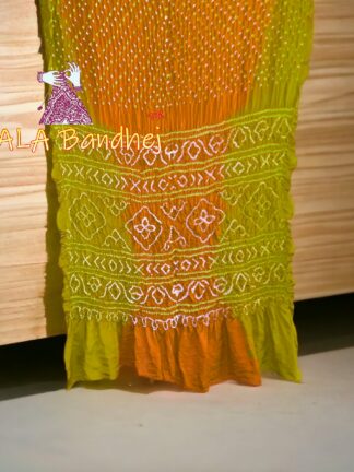 Rust Chatni Shaded Bandhani Saree Pure GajiSilk