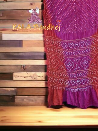 Tomato Magenta Shaded Bandhani Saree Pure GajiSilk