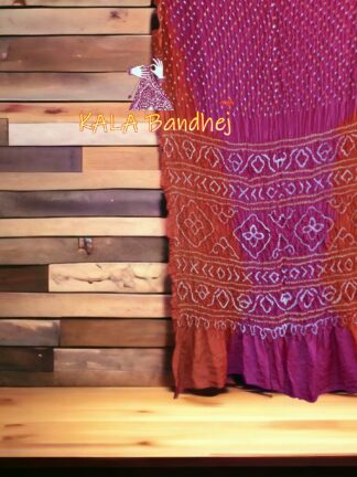 Orange Magenta Shaded Bandhani Saree Pure GajiSilk