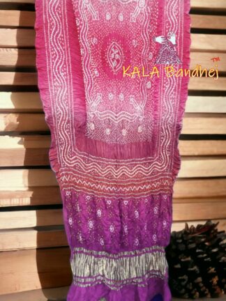 Pink Magenta Shaded Bandhani Dupatta Pure GajiSilk