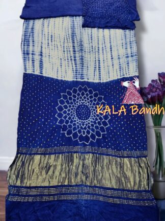 Blue Shibori Bandhani Saree Pure Modal Silk