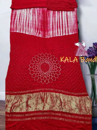 Red Shibori Bandhani Saree Pure Modal Silk