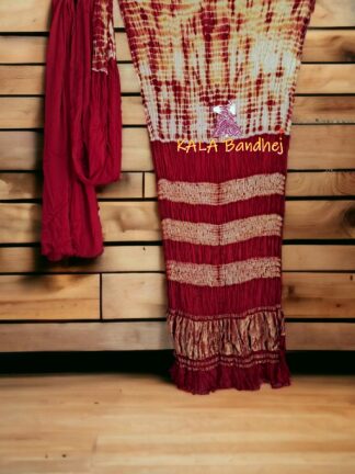 Red Shibori Saree Pure Modal Silk