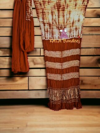 Rust Shibori Saree Pure Modal Silk