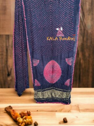 Grey Pink Bandhani Shibori Saree Pure Modal Silk