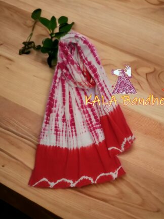 Red Pure Modal Silk Designer Stole Shibori