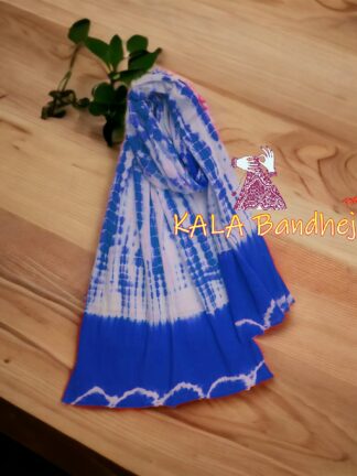 Blue Pure Modal Silk Designer Stole Shibori
