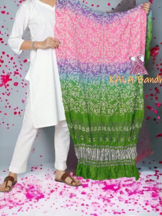 Mahendi Shaded Shikari Bandhani Dupatta Pure Gaji Silk