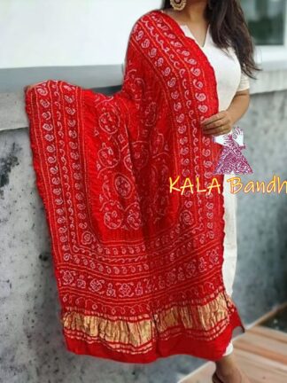 Red Shikari Bandhani Dupatta Pure Gaji Silk