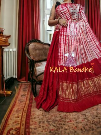 Dark Red Shibori Saree Pure Modal Silk Tie Dye