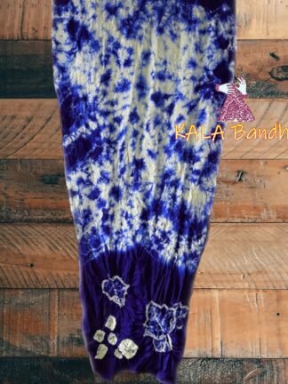 Purple Pure GajiSilk Designer Stole Tie-Dye Shibori