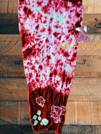 Red Pure GajiSilk Designer Stole Tie-Dye Shibori