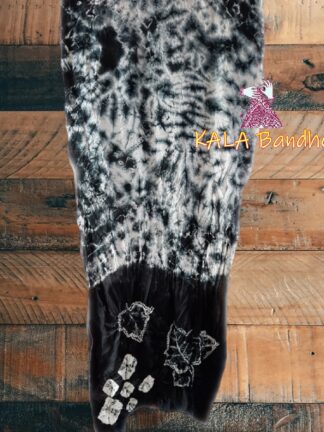 Black Pure GajiSilk Designer Stole Tie-Dye Shibori
