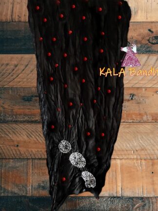 Black Pure GajiSilk Designer Stole Bandhani Shibori
