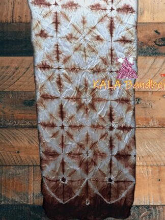 Brown Pure GajiSilk Designer Stole Clamp Dye Shibori