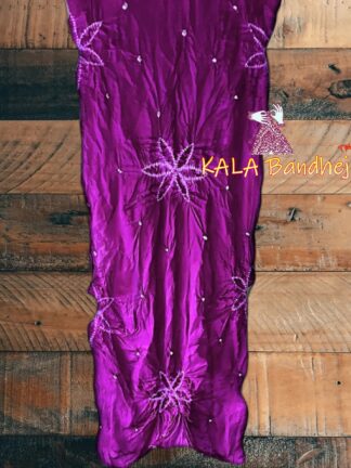 Magenta Pure GajiSilk Designer Stole Bandhani Shibori